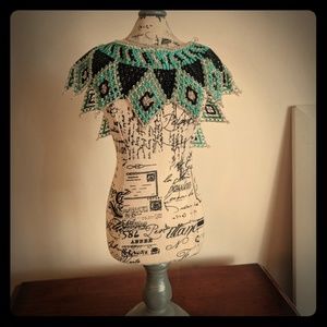 Handmade Mexican Turquoise Huipil collar